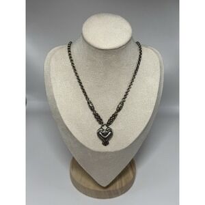 Vintage Brighton Blaire Heart Chain Pendant Necklace Silver Tone Adjustable